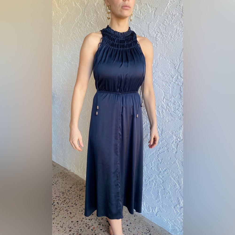 10 Crosby Derek Lam silk navy blue maxi dress size Small